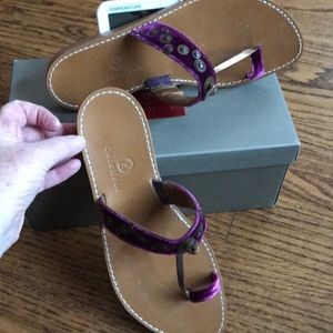 REDUCED ColeHaan Purple Velvet Toe-Ring Sandal